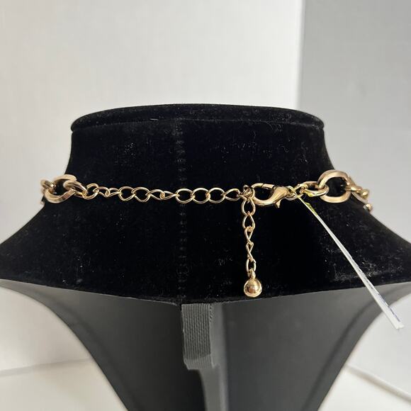Goldtone Statement Collar Necklace Black Citrine Peridot Fashion Oval Link Glam - Picture 12 of 13